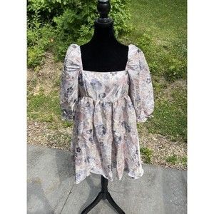 Storia Babydoll Mini Dress Cottagecore Fairytale Floral Wedding Summer Med